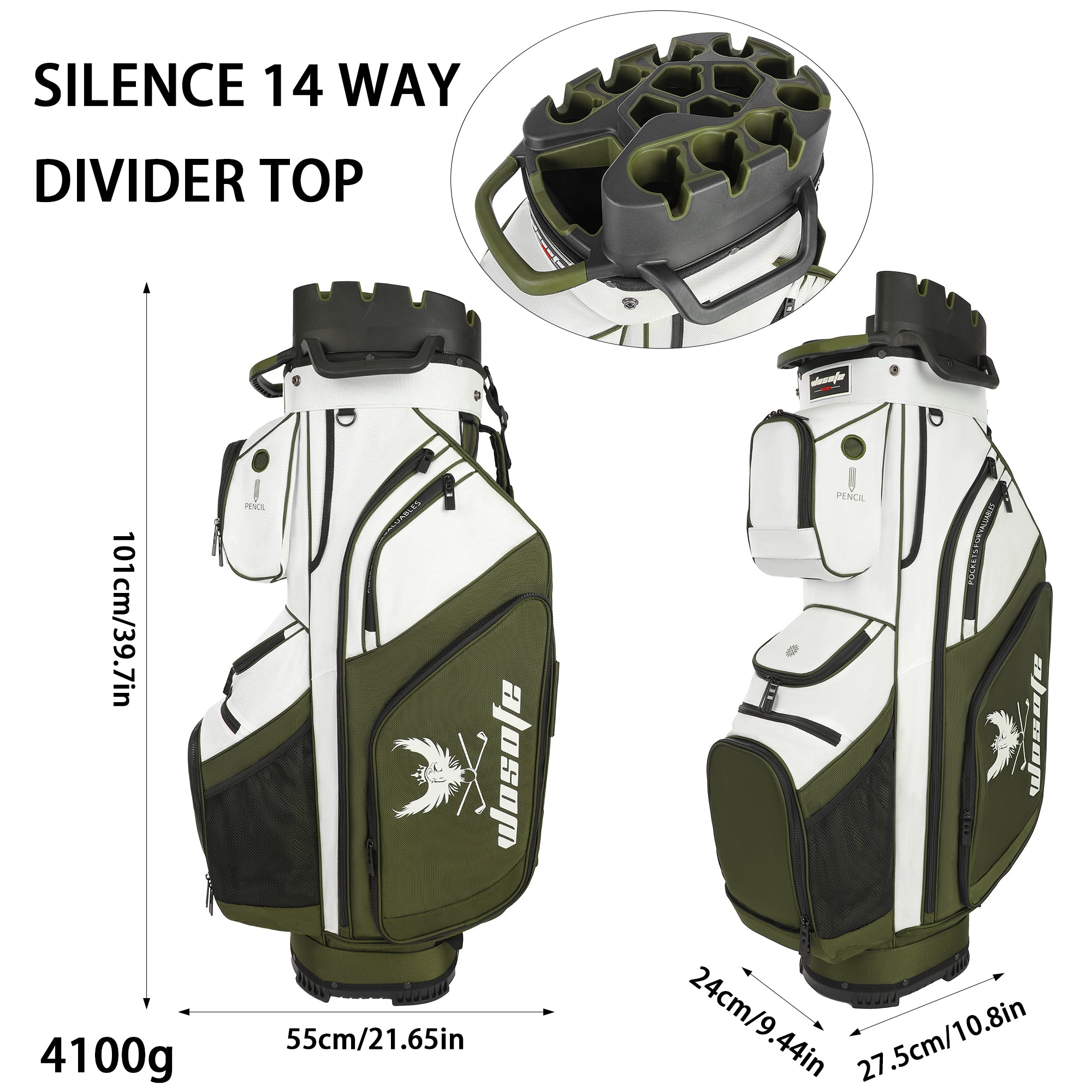 T-LOCK 14-Way Golf Cart Bag with Full-Length Dividers – Anti-Rattle Fixed Slots Organization, 13 Storage Pockets, Insulated Cooler Bag & Rain Cover – Premium Waterproof Oxford Carry Bag for Men & Women(Free Shipping)