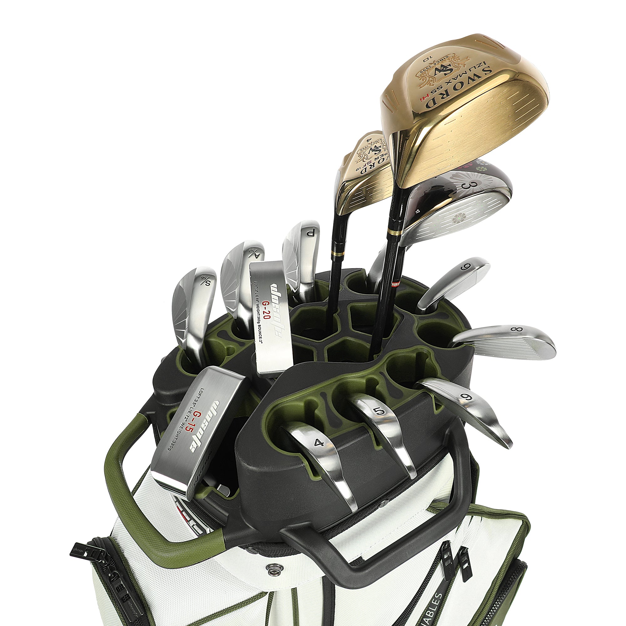 T-LOCK 14-Way Golf Cart Bag with Full-Length Dividers – Anti-Rattle Fixed Slots Organization, 13 Storage Pockets, Insulated Cooler Bag & Rain Cover – Premium Waterproof Oxford Carry Bag for Men & Women(Free Shipping)
