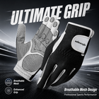Golf Glove Mens Left Hand Gray Black Premium Super Fiber Cloth Weathersof Grip Soft Comfortable Perfect for Gift