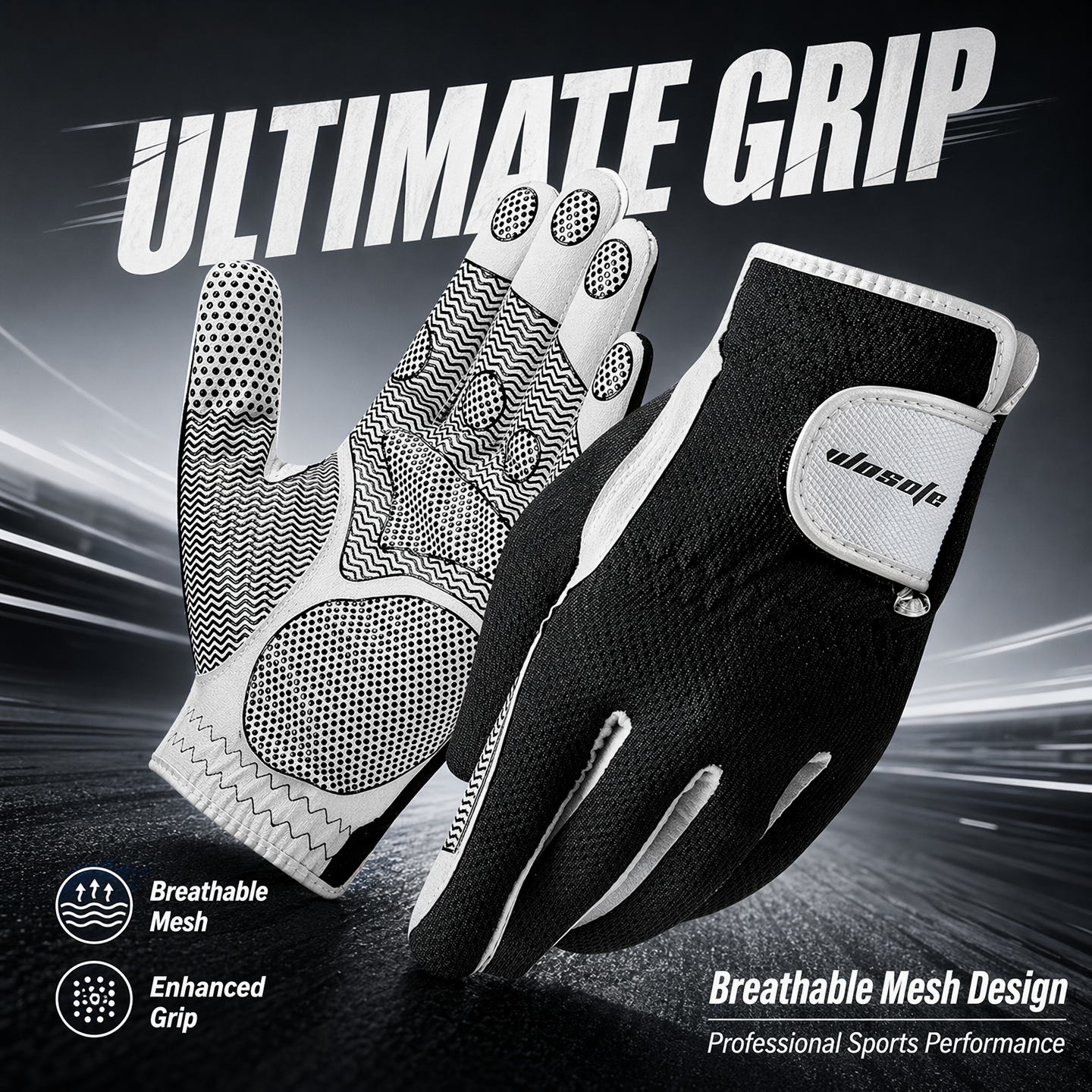 Golf Glove Mens Left Hand Gray Black Premium Super Fiber Cloth Weathersof Grip Soft Comfortable Perfect for Gift