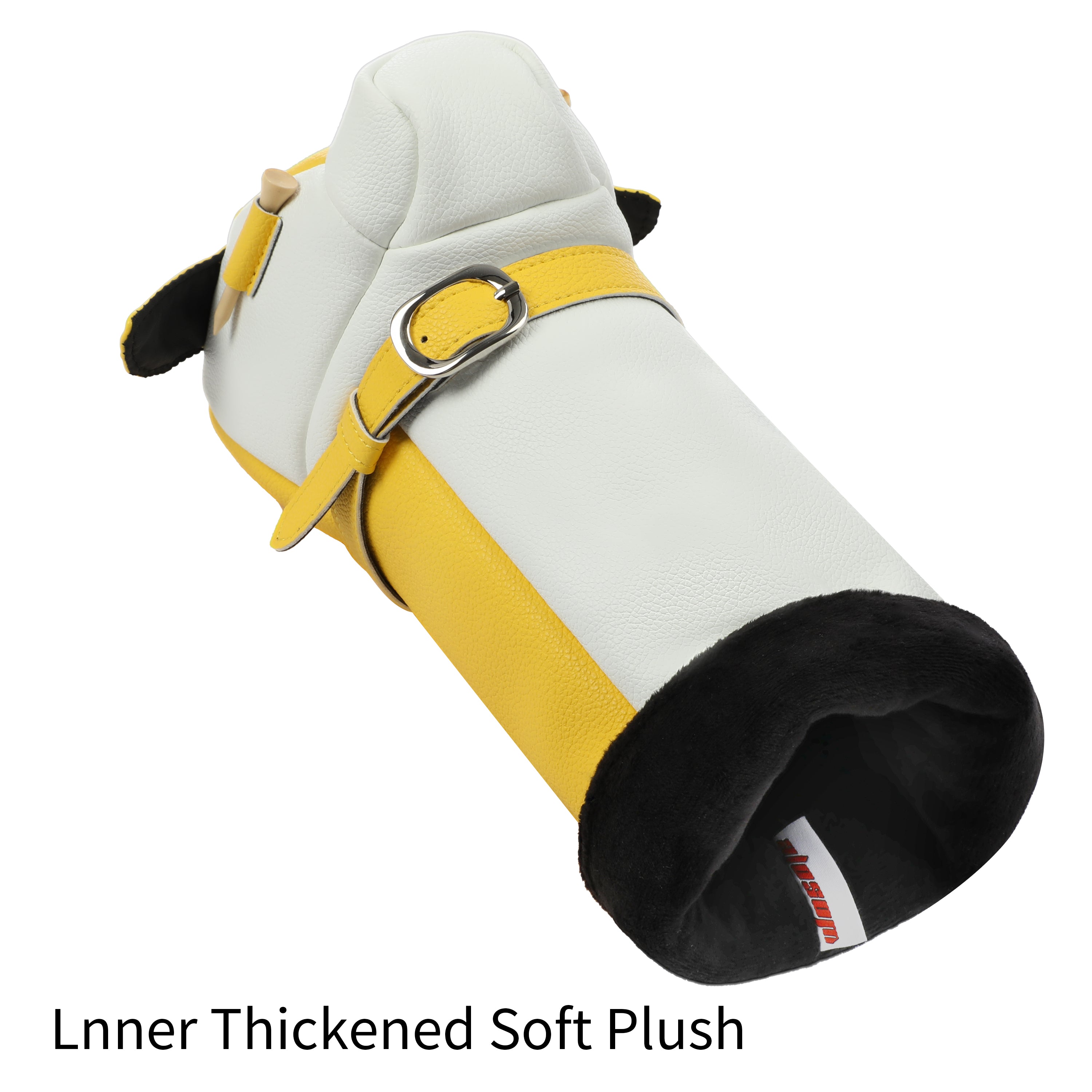 Cute Dog Motif Golf Driver Headcover - Premium Smooth PU Leather Wood Club Protector with Quilted Stitching & Velvet Lining, Fits All 460cc Drivers, 4 Colors Available