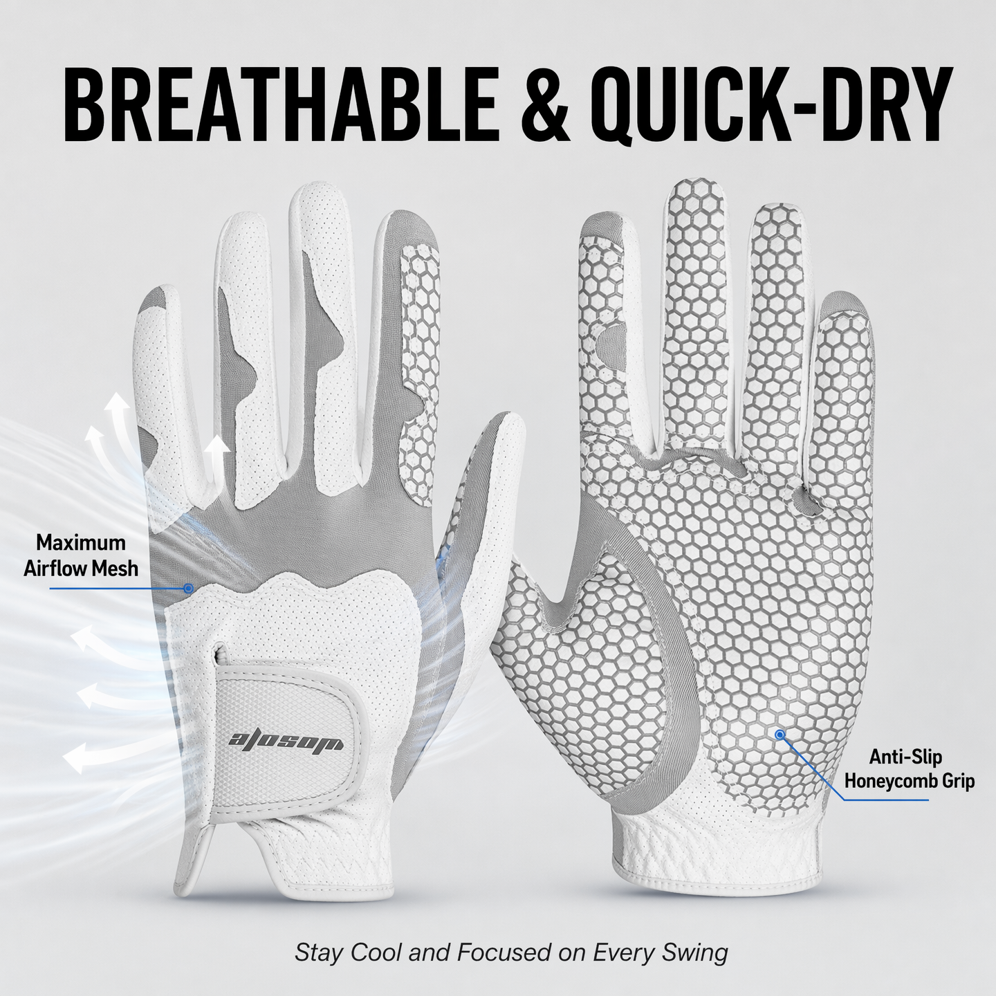 Golf Gloves Men’s Left Hand Lycra Korean Nanometer Grip Soft Comfortable Super Soft Feel Breathe Durable