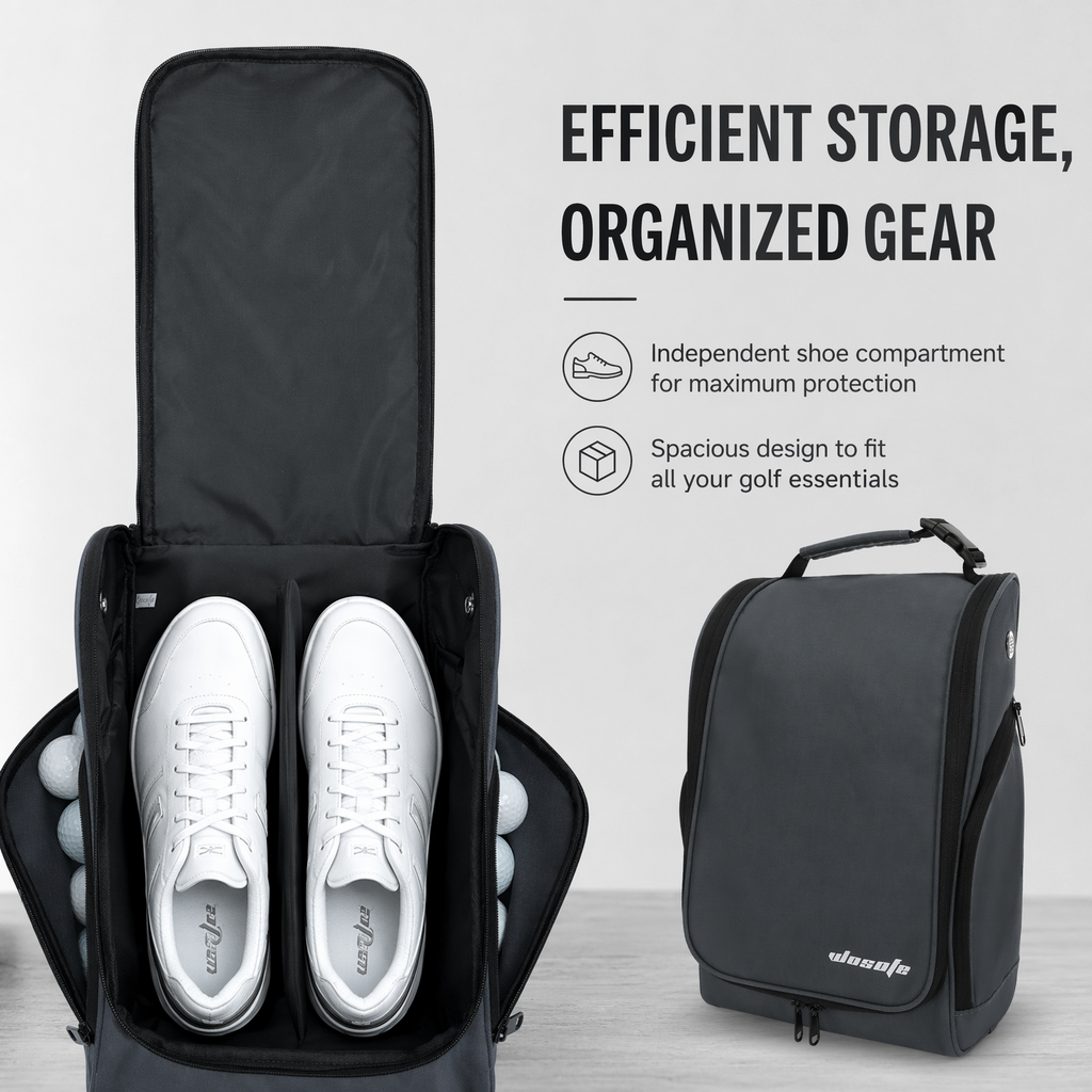Golf Shoe Bag Waterproof Lightweight PU Nylon Zippered Storage Bag