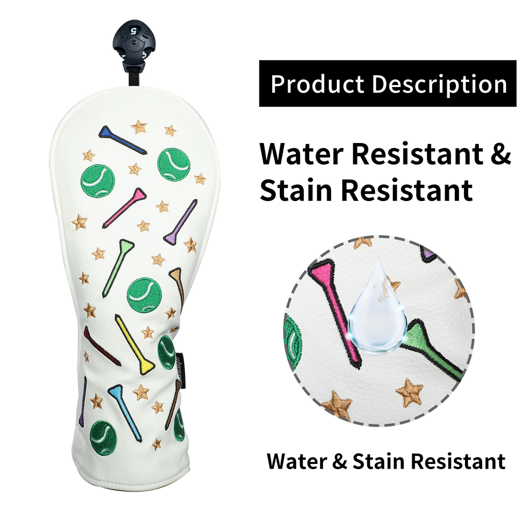 Golf Balls & Tees Wood Headcover 4pcs Golf Headcover Driver Fairway Hybrid Woods Premium PU Leather With Interchangeable No.Tags