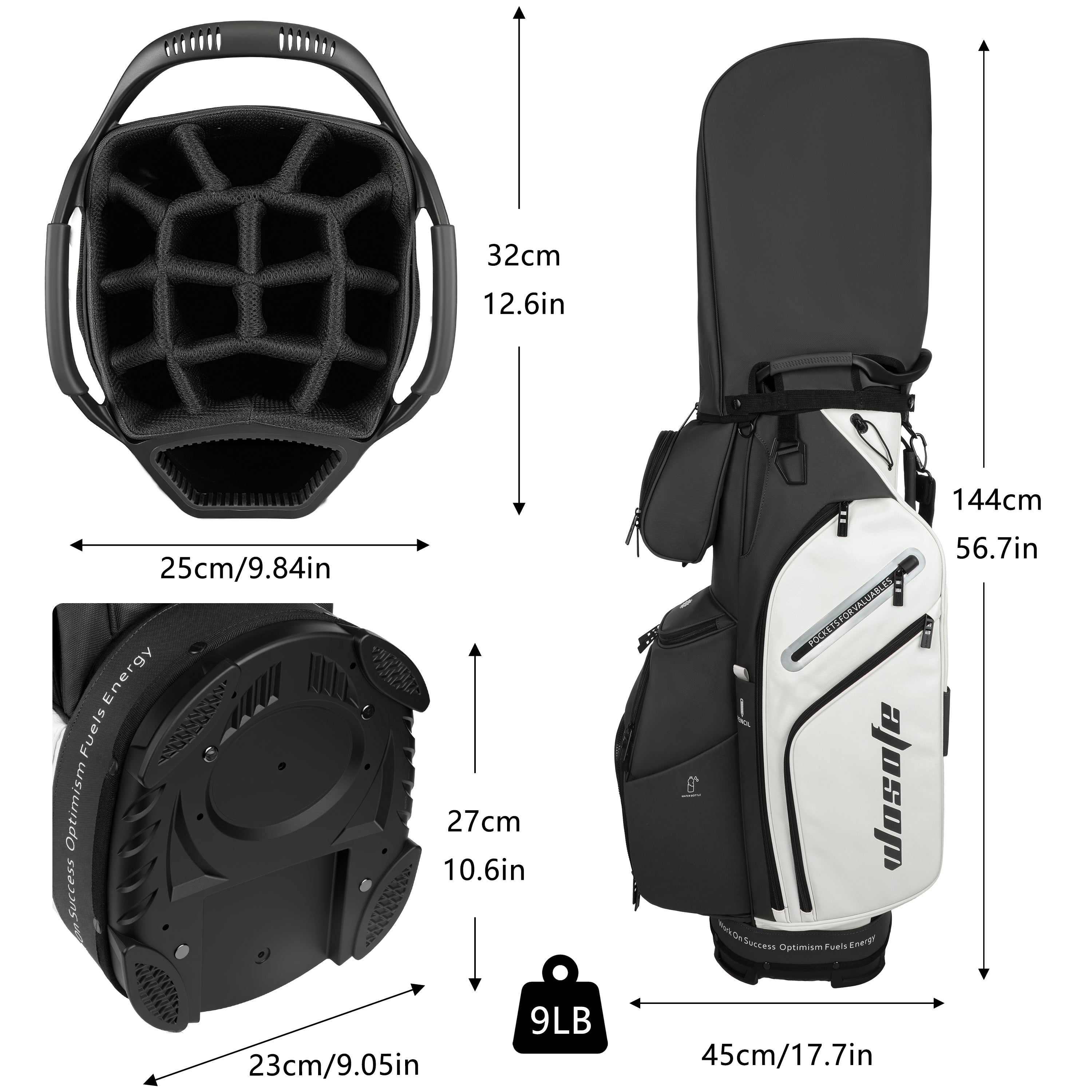 Wosofe 14-Way Golf Cart Bag – Professional Club Organizer with Full-Length Dividers, 10+ Storage Pockets, Insulated Cooler & Rain Hood – Lightweight PU Leather/Oxford Design for Men & Women(FreeShipping)) - Golf Carts Bag - Top-Rated Golf Accessory