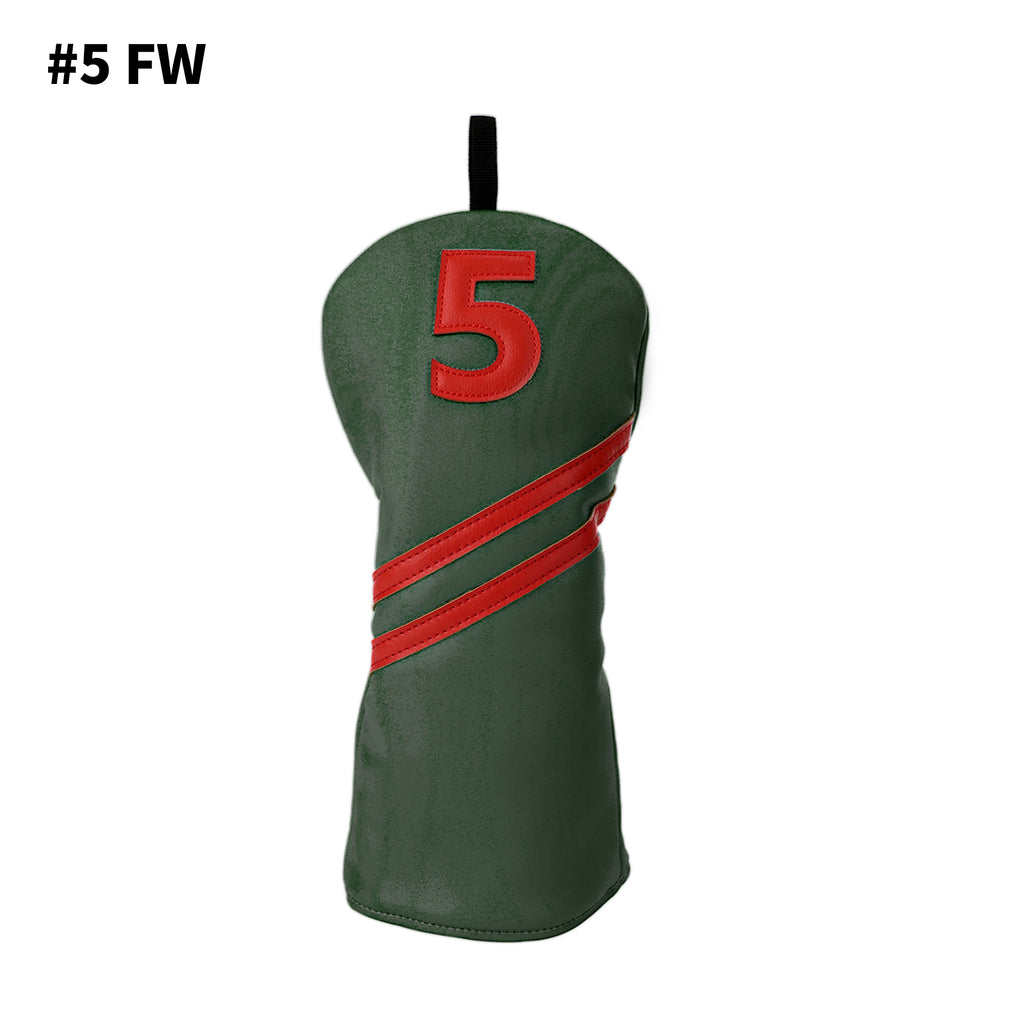 Minimalist 4pc Golf Headcover Set - Premium Waterproof PU Leather Wood Club Covers (Driver, 3/5 Fairway, Hybrid) with High-Quality Applique Embroidery & Velvet Lining, 5 Colors