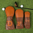 Craftsman Golf Wood Headcover PU Premium Leather Brown Driver Fairway Wood Head Cover