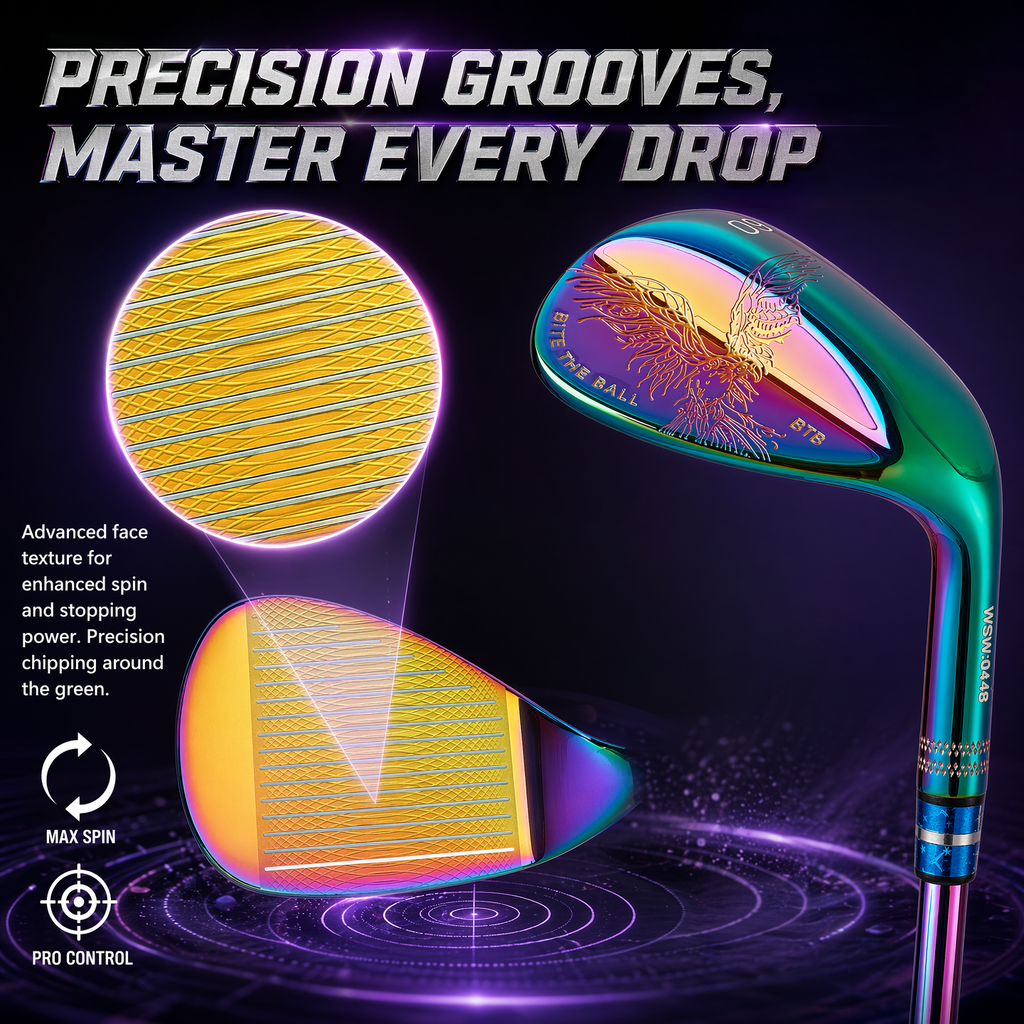 Premium Rainbow Electroplated Golf Sand Wedge - 303 Stainless Steel High-Spin Putter Style Wedge with Anti-Slip Rubber Grip, Durable & Stylish Sand Club for Men & Women