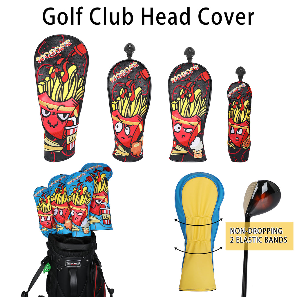 Golf Head Covers,Blue Yellow Golf Driver Cover Fariway Wood Headcover Hybrid Head Covers Golf Club Covers for Most Brand