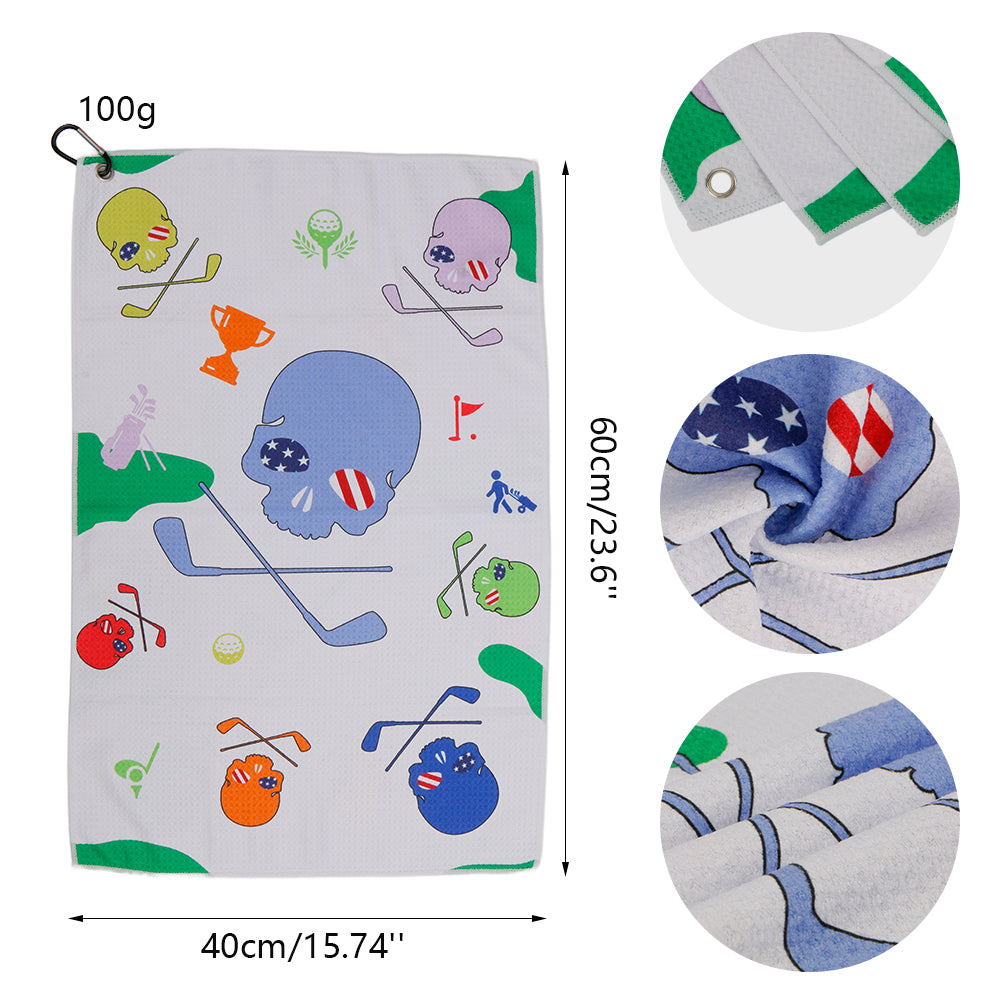 M03 Golf Towel Super Fiber Waffle Towel Double Sided Printed Pattern Golf Bag Golf Gift