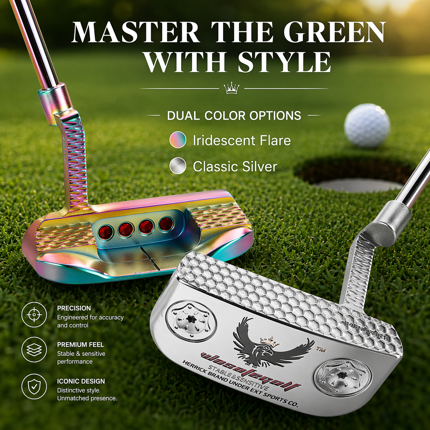 Golf Putter Blade Men Right Hand Black Red HeadCovers PU Grip CNC Steel Mallet Professional Golf Club