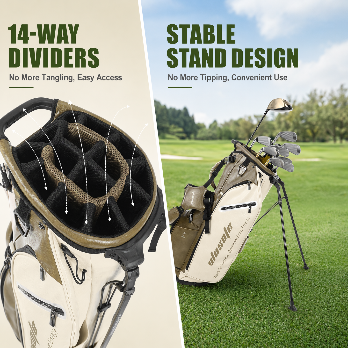 Wosofe JM9001 Golf Stand Bag  Premium PU Leather 6-14Way(Free Shipping)