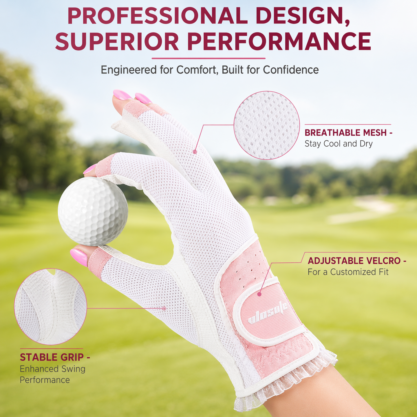 Delicate Pink Lace Finger-Out Gof Glove