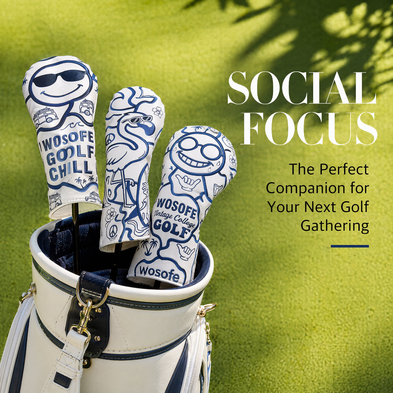 Wosofe Premium 3Pcs Golf Wood Headcover Set-3D Embroidered