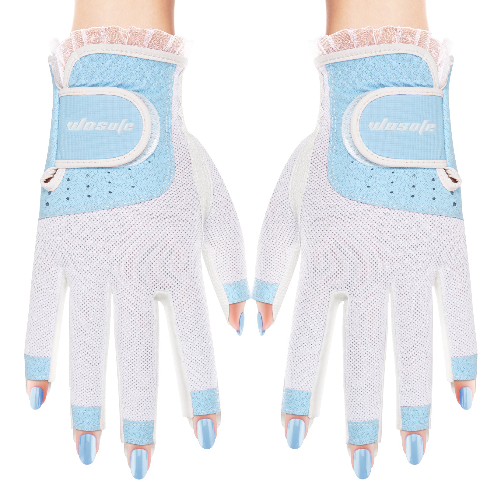 Golf Gloves for Women Half 1/3 Finger Soft Leather Breathable Extra Grip Accessories Fit Ladies Girls Sport Gloves 1 Pair 3 Colors Optional