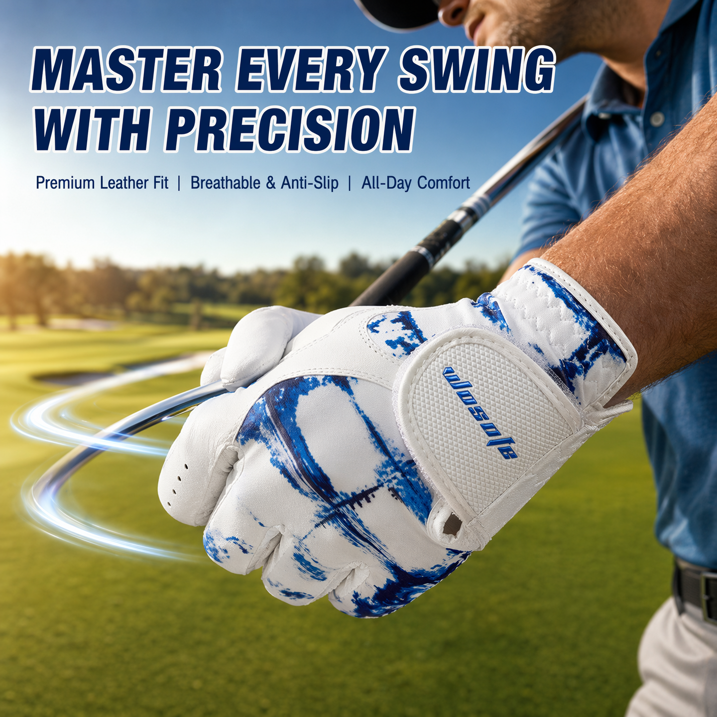 Golf Glove for Men's Left Hand White Soft Leather Breathable Professional Golf Hand Wear