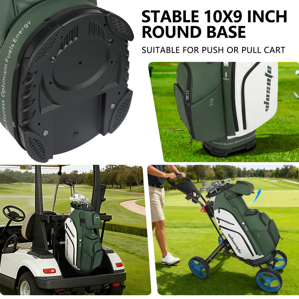 Wosofe 14-Way Golf Cart Bag – Professional Club Organizer with Full-Length Dividers, 10+ Storage Pockets, Insulated Cooler & Rain Hood – Lightweight PU Leather/Oxford Design for Men & Women(FreeShipping)) - Golf Carts Bag - Precision Design
