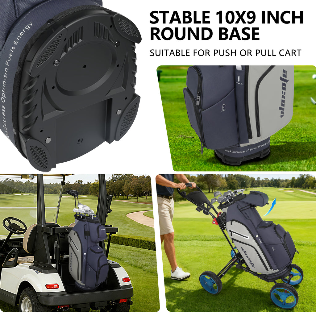 Wosofe 14-Way Golf Cart Bag – Professional Club Organizer with Full-Length Dividers, 10+ Storage Pockets, Insulated Cooler & Rain Hood – Lightweight PU Leather/Oxford Design for Men & Women(FreeShipping)) - Golf Carts Bag - Precision Design