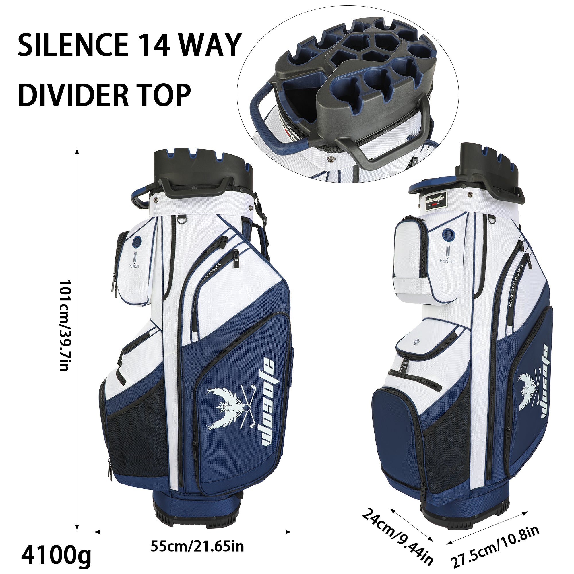 T-LOCK 14-Way Golf Cart Bag with Full-Length Dividers – Anti-Rattle Fixed Slots Organization, 13 Storage Pockets, Insulated Cooler Bag & Rain Cover – Premium Waterproof Oxford Carry Bag for Men & Women(Free Shipping)