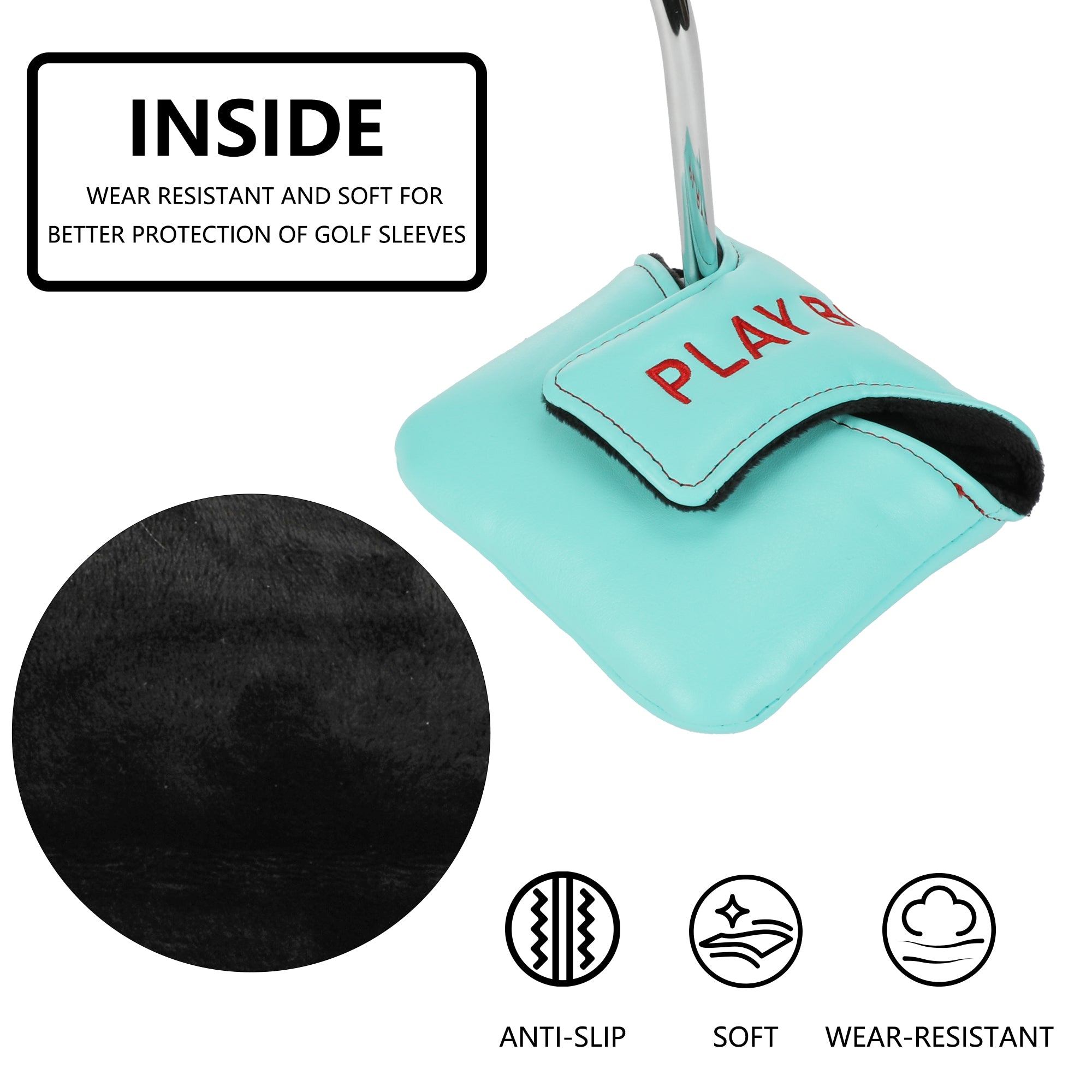 Premium Square Mallet Putter Cover - Magnetic PU Leather Golf Headcover with Velvet Lining & Professional Embroidery, 5 Colors Available, Fits Taylormade Spider, Odyssey & Most Square Mallet Putters