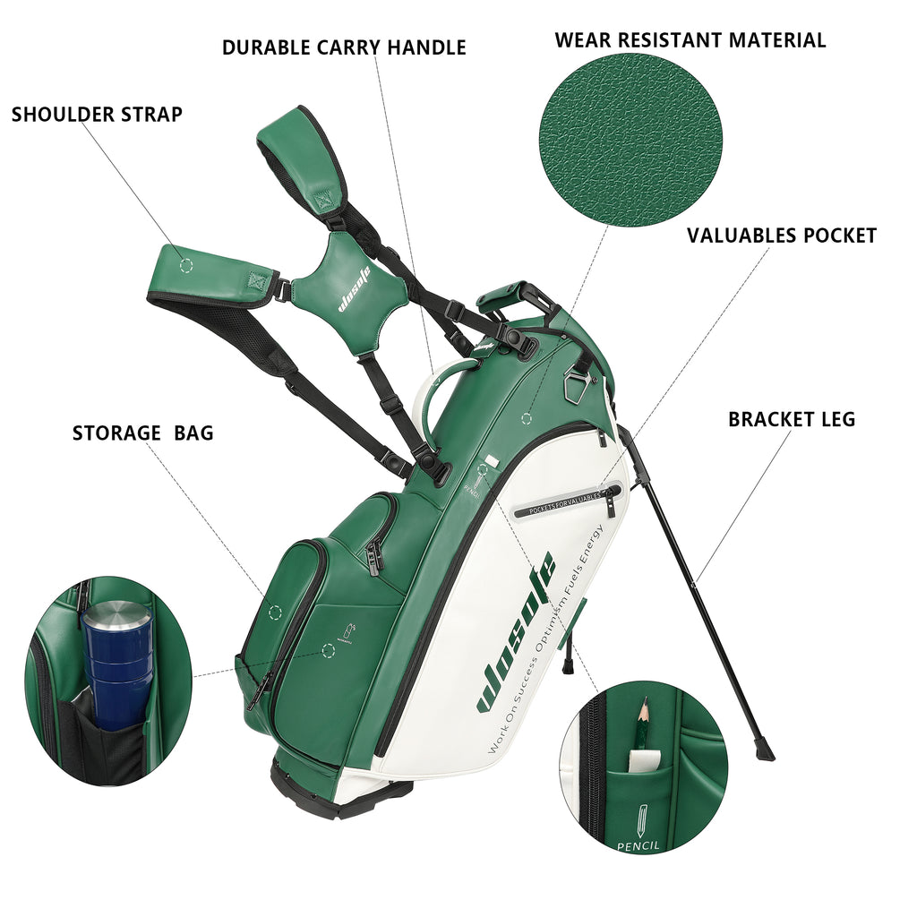 Wosofe JM9001 Golf Stand Bag  Premium PU Leather 6-14Way(Free Shipping)