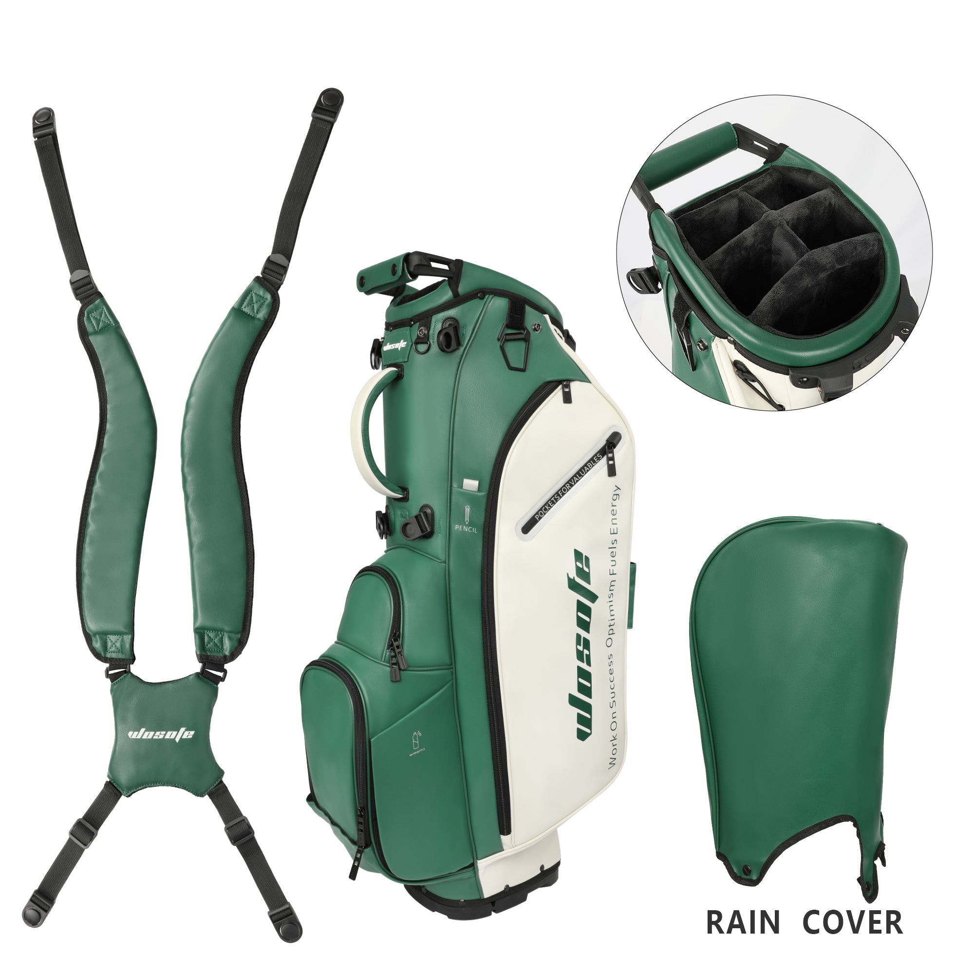 Wosofe JM9001 Golf Stand Bag  Premium PU Leather 6-14Way(Free Shipping)