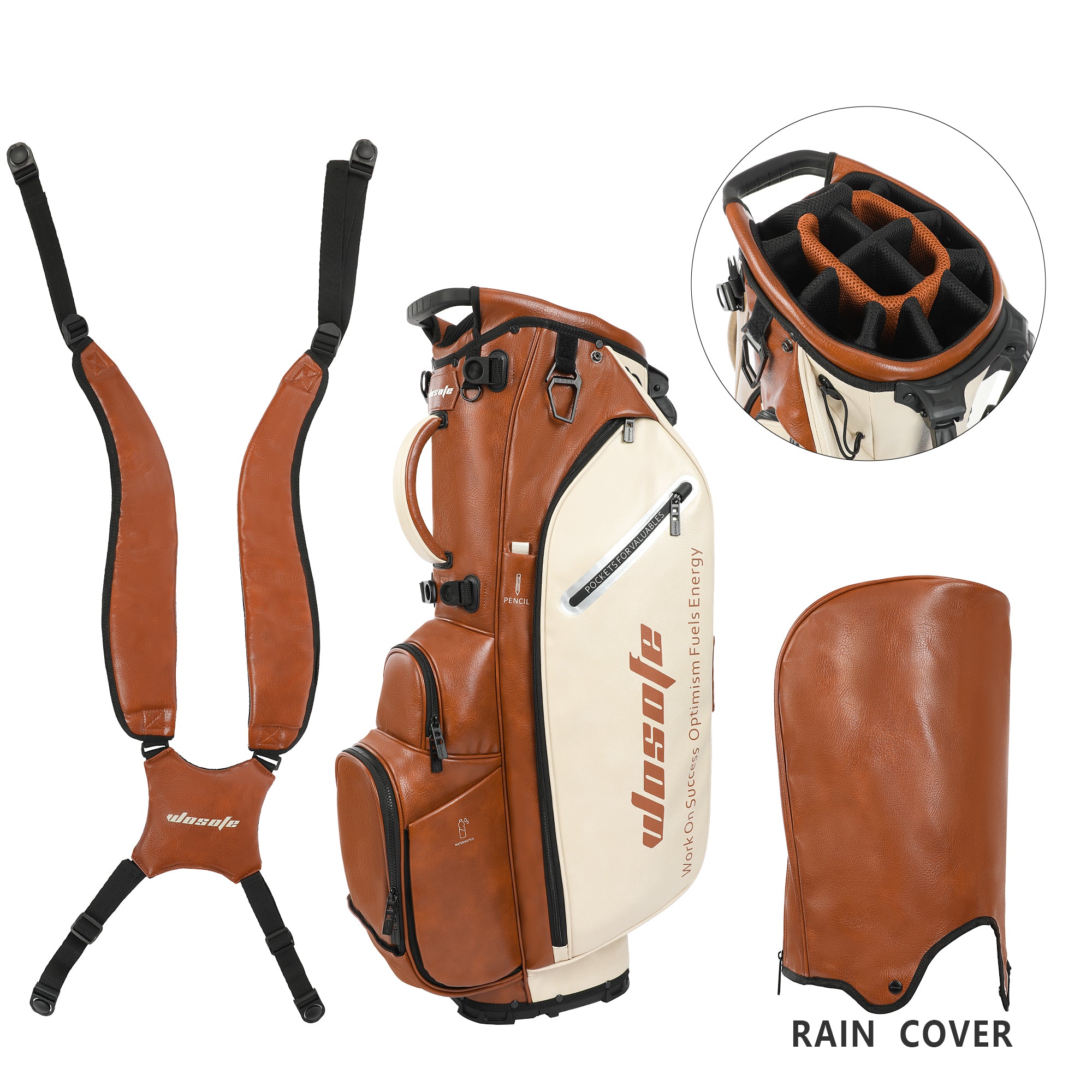 Wosofe JM9001 Golf Stand Bag  Premium PU Leather 6-14Way(Free Shipping)