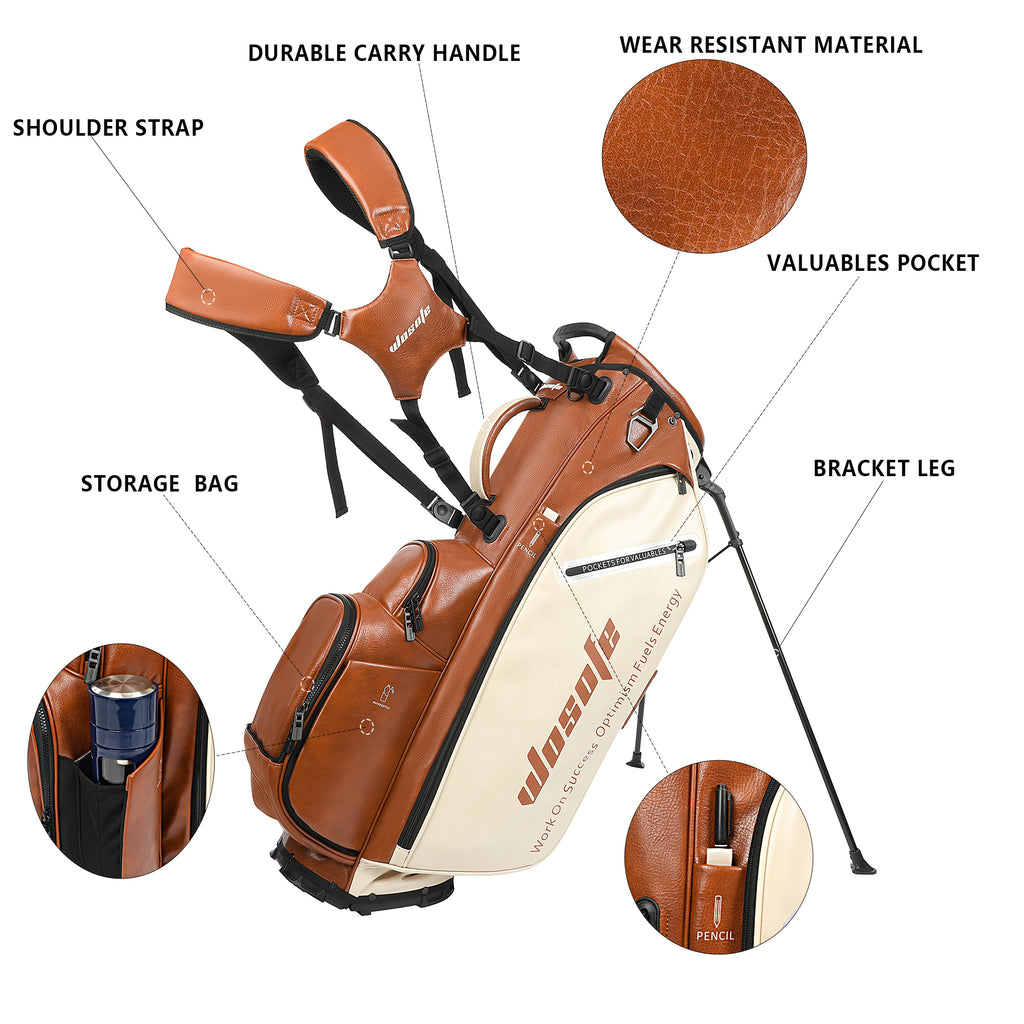 Wosofe JM9001 Golf Stand Bag  Premium PU Leather 6-14Way(Free Shipping)