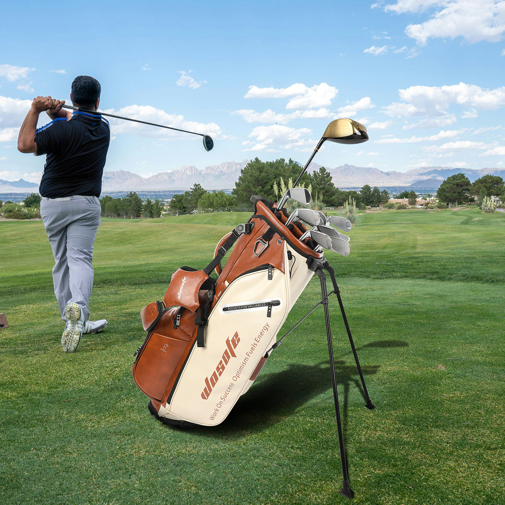 Wosofe JM9001 Golf Stand Bag  Premium PU Leather 6-14Way(Free Shipping)