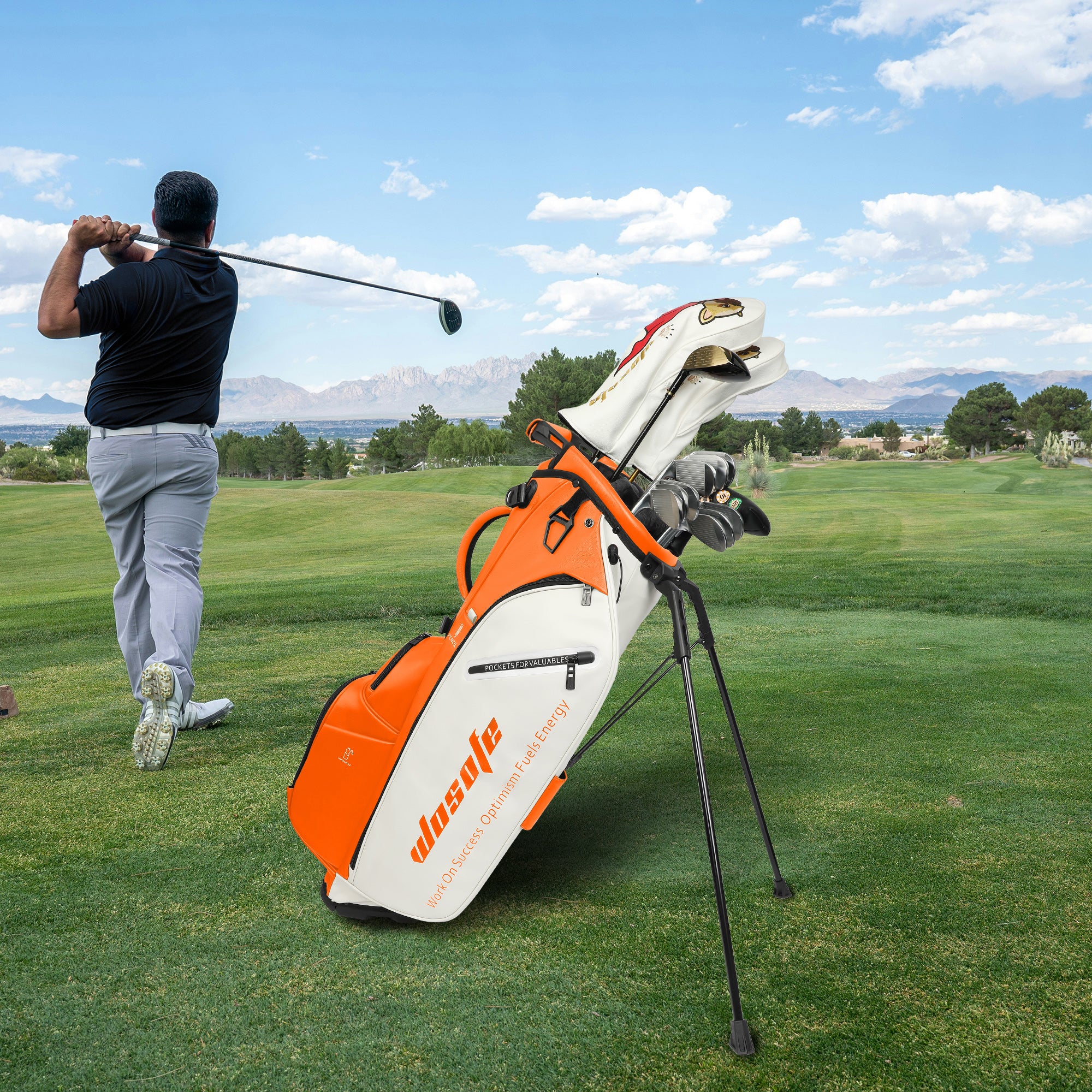 Wosofe JM9001 Golf Stand Bag  Premium PU Leather 6-14Way(Free Shipping)