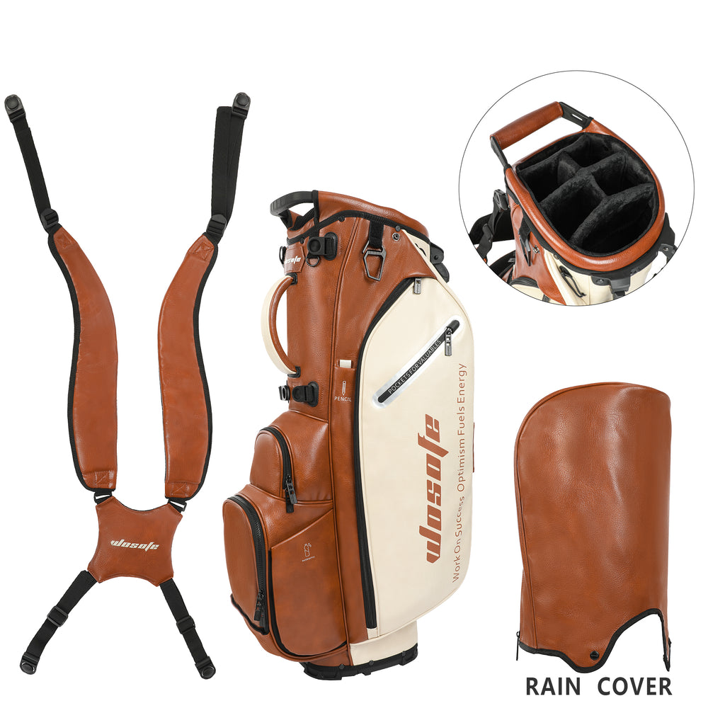 Wosofe JM9001 Golf Stand Bag  Premium PU Leather 6-14Way(Free Shipping)