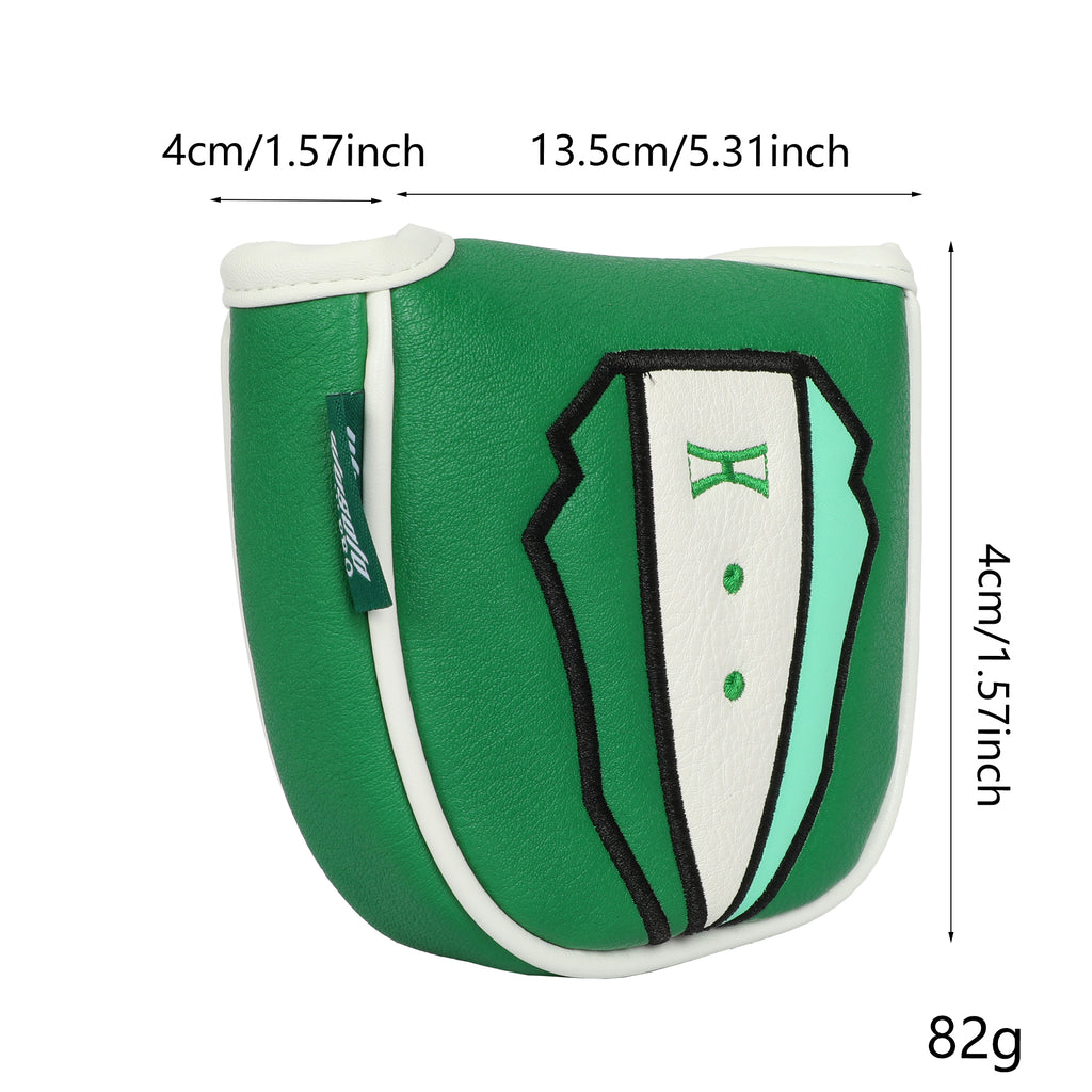 Golf Headcovers Embroidery Premium PU Leather Green Jacket Mallet Putter Cover Magnetic Closure