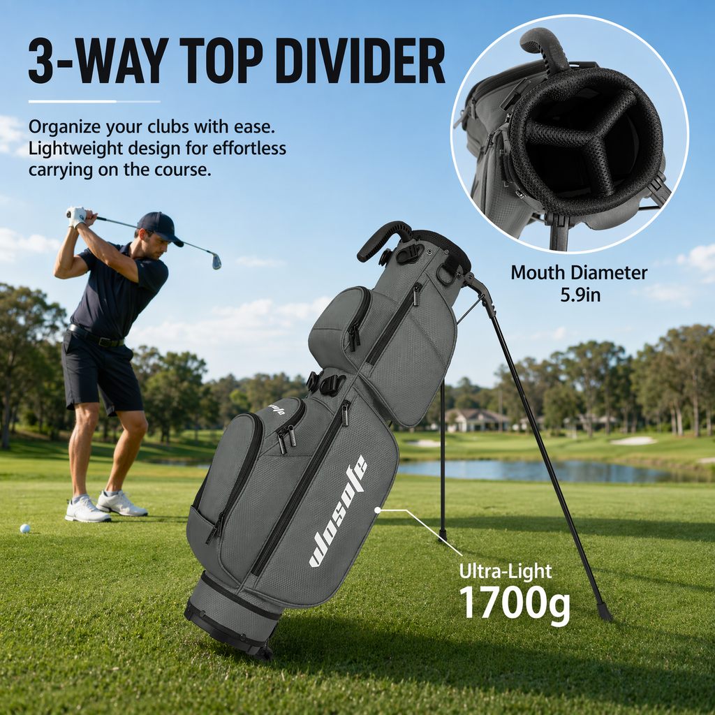 Lightweight 3-Way Golf Stand Bag  Ultra-Portable