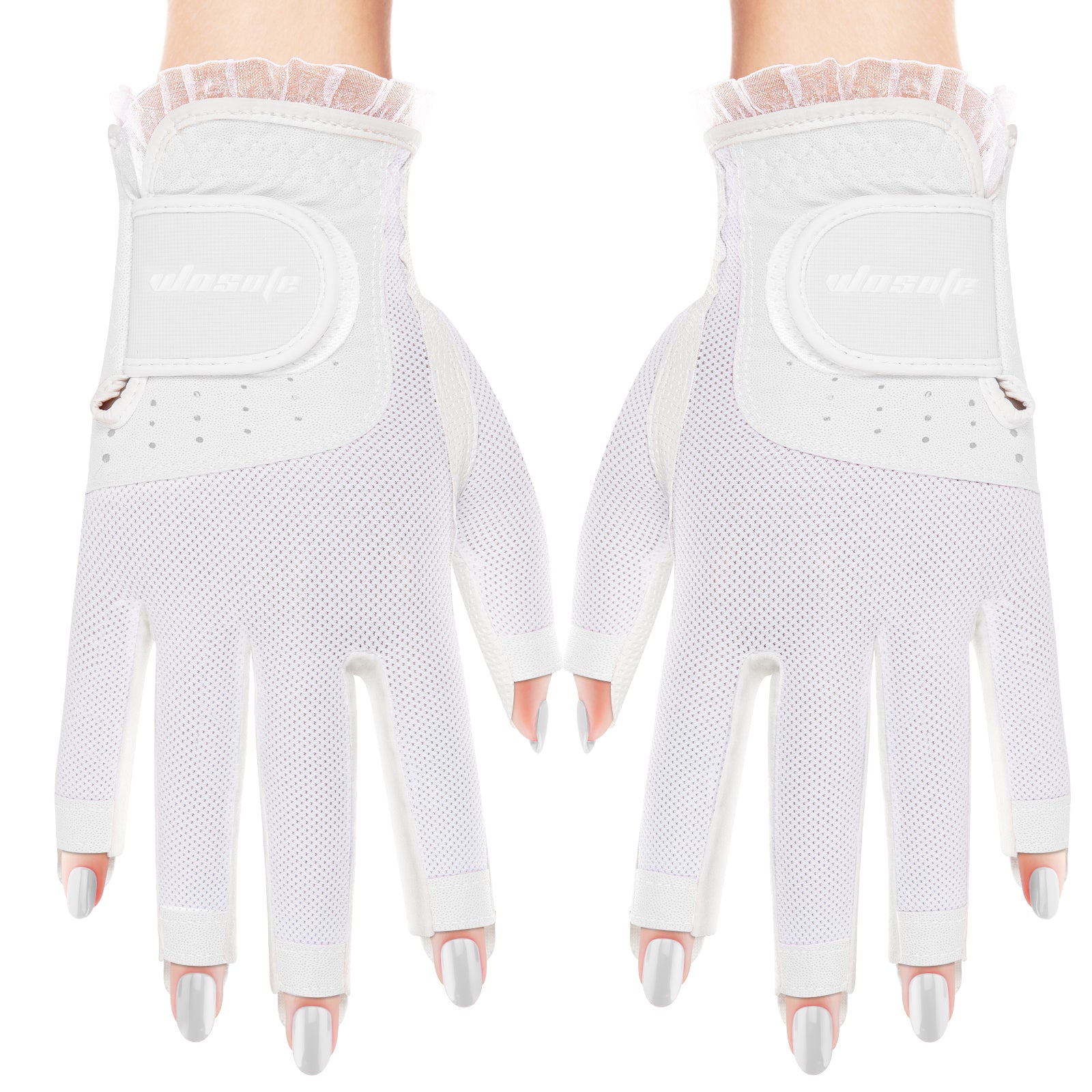 Golf Gloves for Women Half 1/3 Finger Soft Leather Breathable Extra Grip Accessories Fit Ladies Girls Sport Gloves 1 Pair 3 Colors Optional