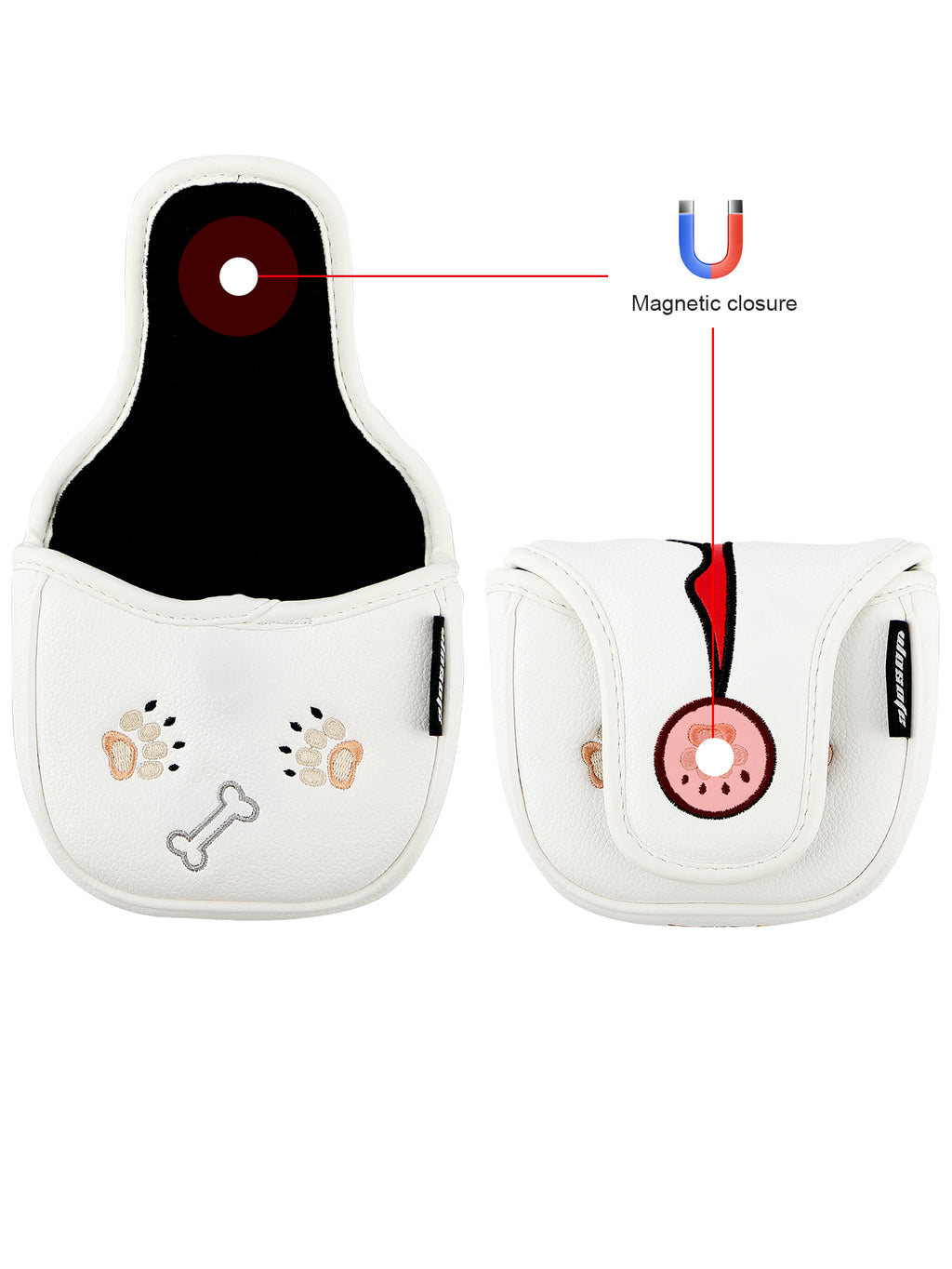 Golf Putter Covers Mallet Putter Headcover Magnetic Closure, Superman Flying Dog Putter Cover Headcover High Quality PU Leather Waterproof Durable Mallet Putter Head Covers