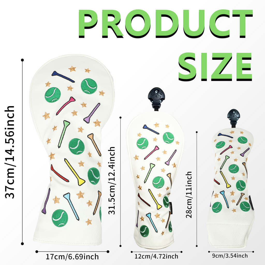 Golf Balls & Tees Wood Headcover 4pcs Golf Headcover Driver Fairway Hybrid Woods Premium PU Leather With Interchangeable No.Tags