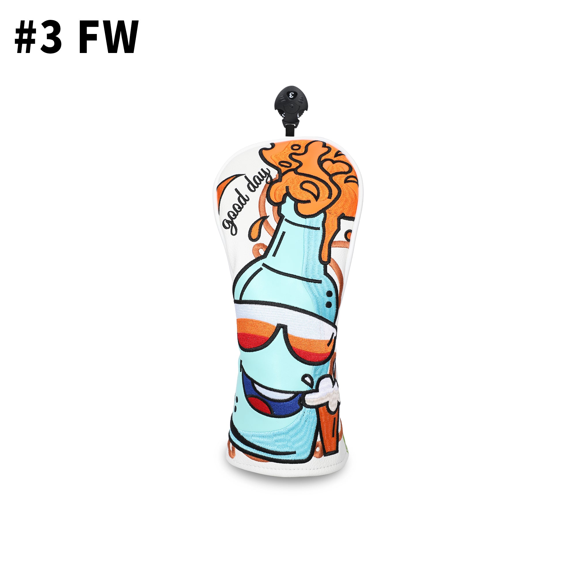 Beer Themed Golf Headcover Driver Fairway Wood Hybrid Premium PU Leather Head Cover Embroidered Design