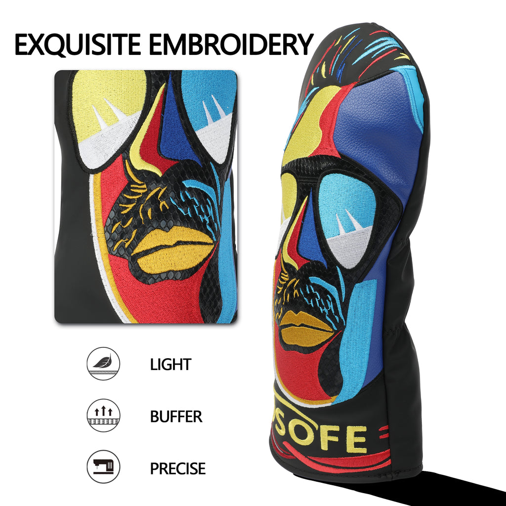 Punk Style Golf Club Head Cover 1 Wood Special Thickened Anti-Collision PU Strong Hand Feel Golf Accessories