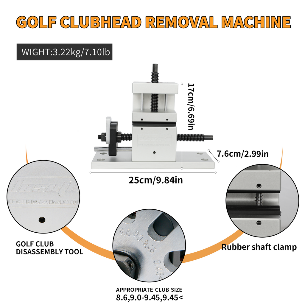 Wosofe Golf Club Grip Kit Shaft Ferrules Head Removal Machine Works Shaft Puller Fitting Workshop Separator Repair Tools for All Club Shafts and Driver Iron Wedge Putter Heads Simple to Operate Golfer - golf works - Expert Craftsmanship