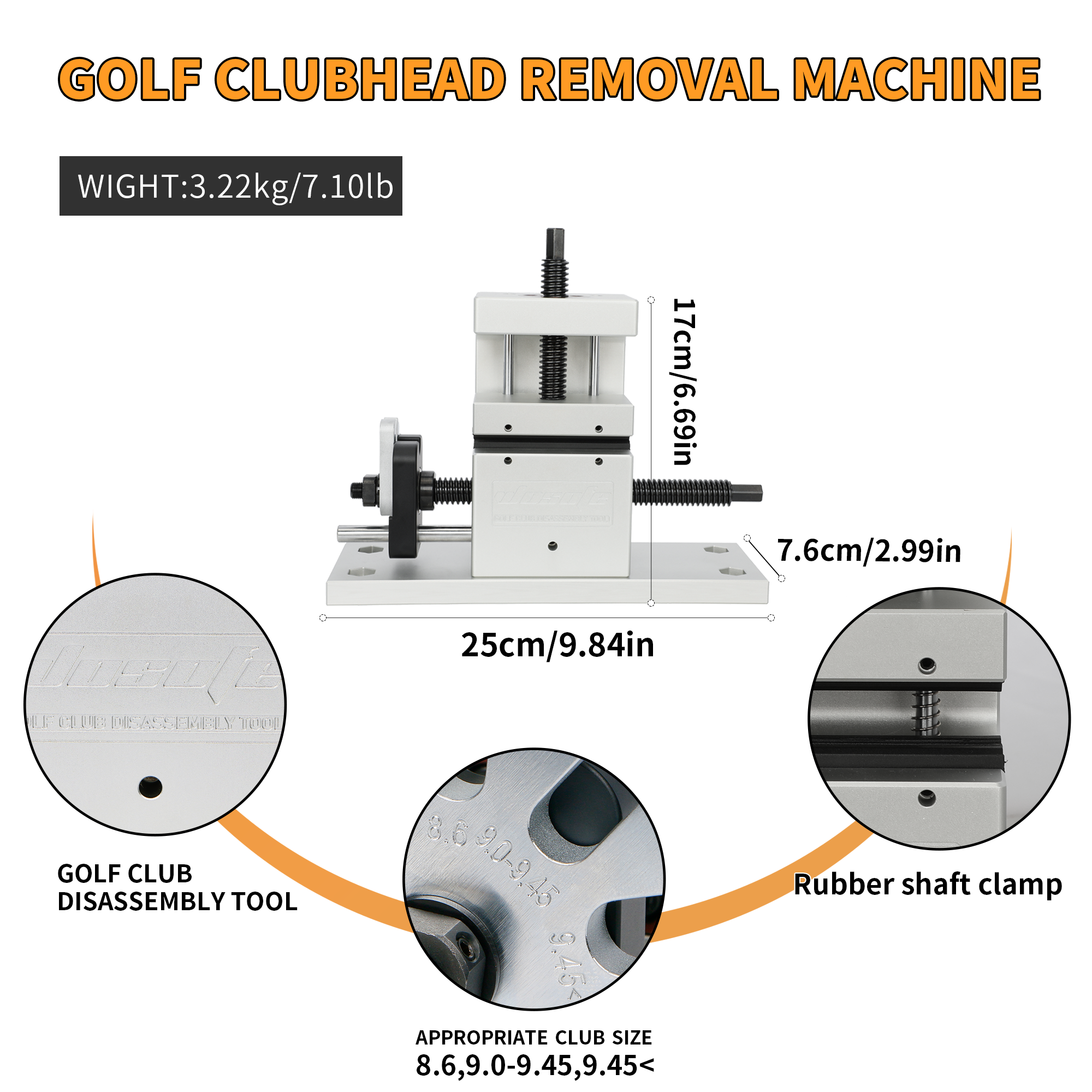 Wosofe Golf Club Grip Kit Shaft Ferrules Head Removal Machine Works Shaft Puller Fitting Workshop Separator Repair Tools for All Club Shafts and Driver Iron Wedge Putter Heads Simple to Operate Golfer - golf works - Expert Craftsmanship