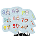Golf Headcover High Quality Premium Pu Leather Iron Head Cover 9 Pcs Density Embroidery Rabbit Design Bunny Party Iron Cover Set
