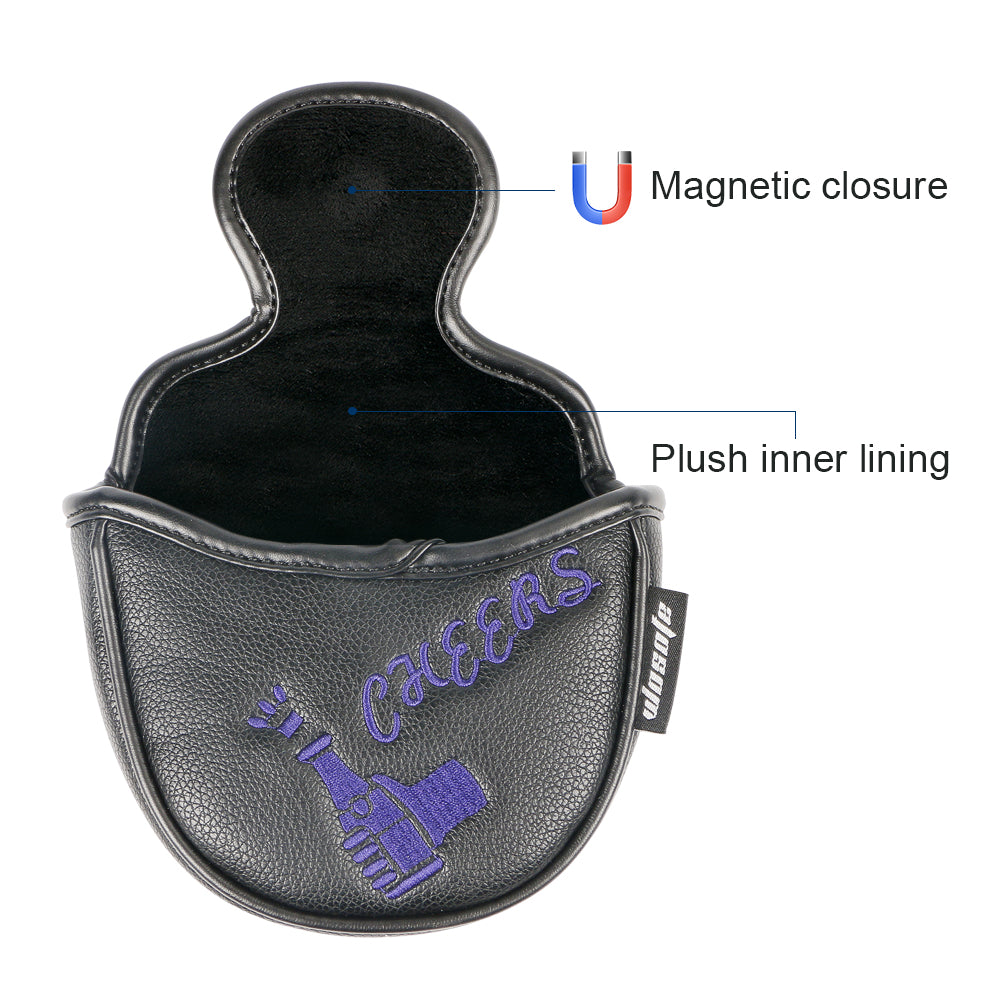 Magnetic golf mallet putter headcover waterproof durable dense embroidery golf head covers protective equipment for putter club fit for most clubs