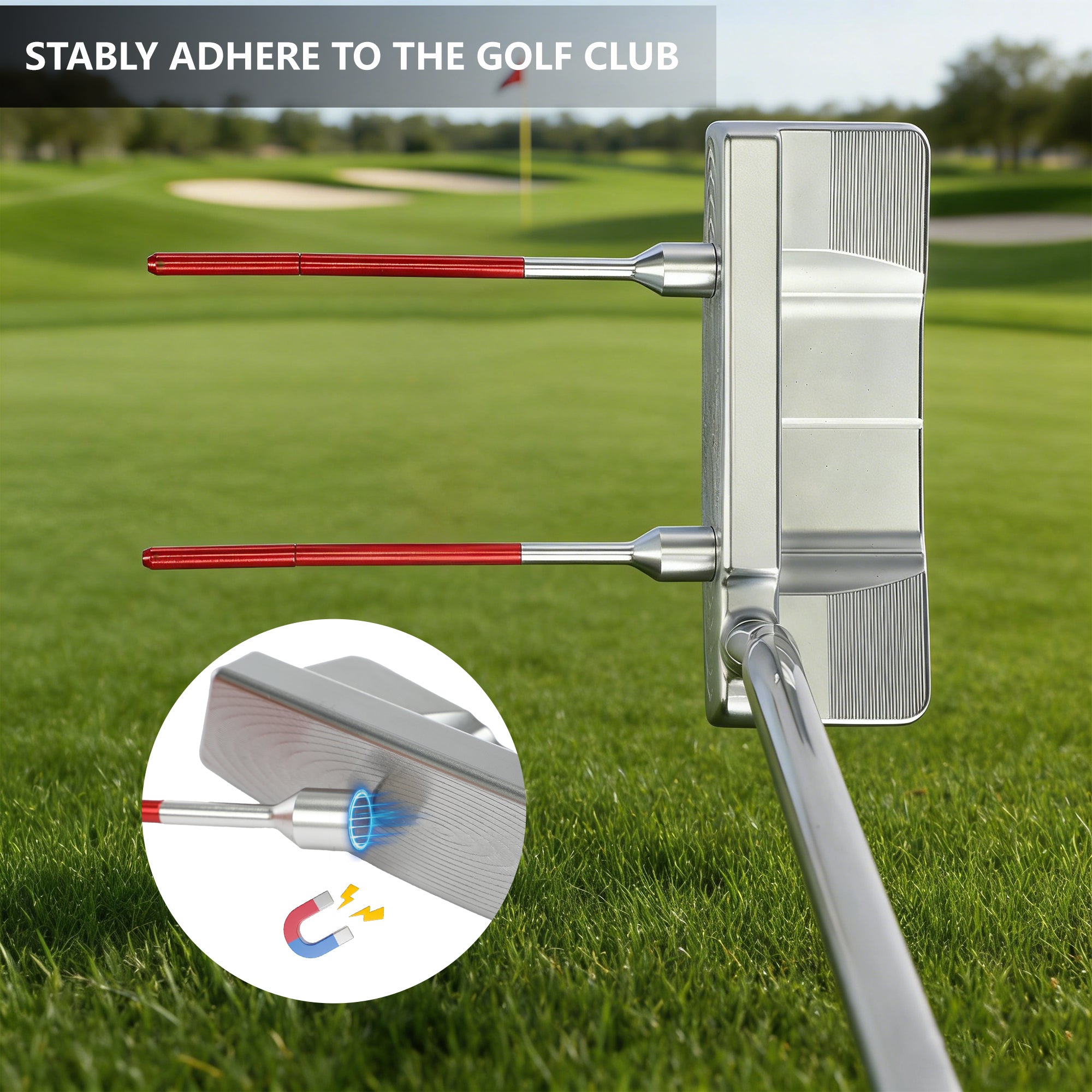 Magnetic Golf Putter Alignment Aid Training Tool - Premium Aluminum Putter Face Angle Corrector - Portable Golf Putting Precision Practice Equipment for Home & Green