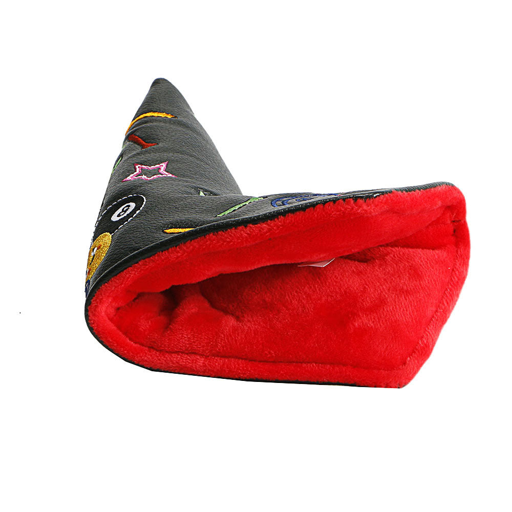 Golf Club Head Cover Premium PU Leather Golf Blade Putter Cover Poker TEE High-density Embroidery Pattern Headcover Fits Most of Putters Club