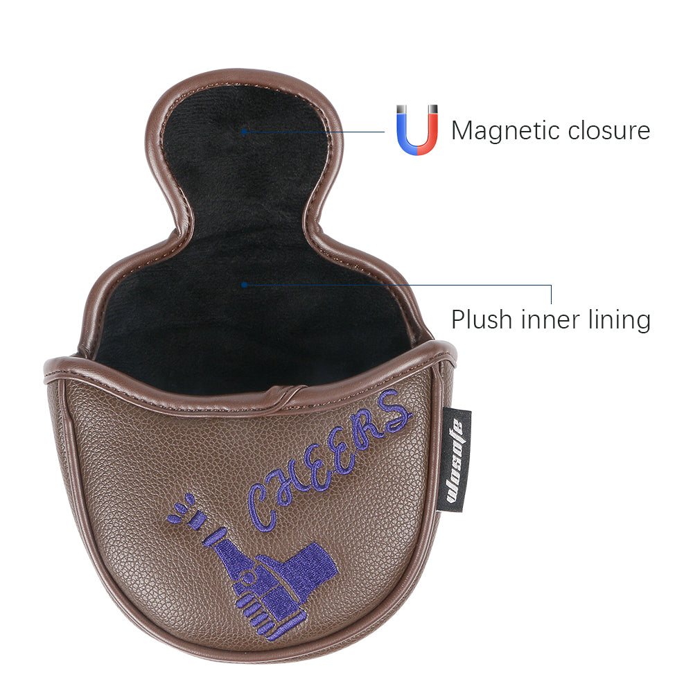 Magnetic golf mallet putter headcover waterproof durable dense embroidery golf head covers protective equipment for putter club fit for most clubs