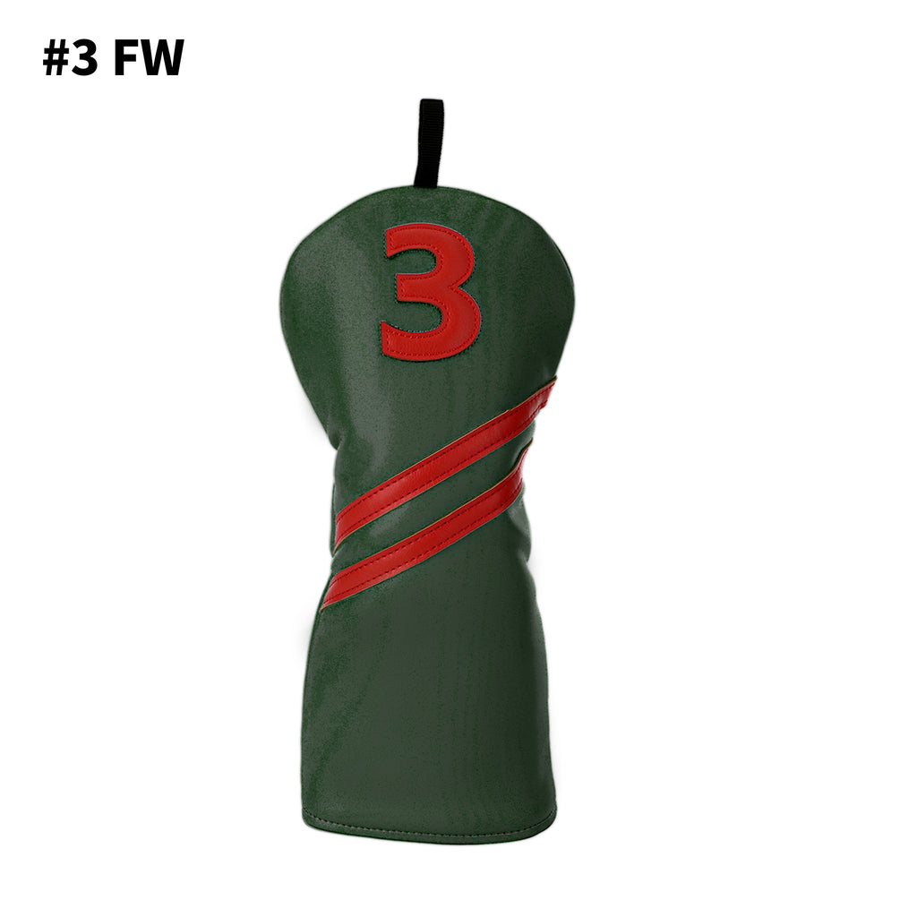 Minimalist 4pc Golf Headcover Set - Premium Waterproof PU Leather Wood Club Covers (Driver, 3/5 Fairway, Hybrid) with High-Quality Applique Embroidery & Velvet Lining, 5 Colors