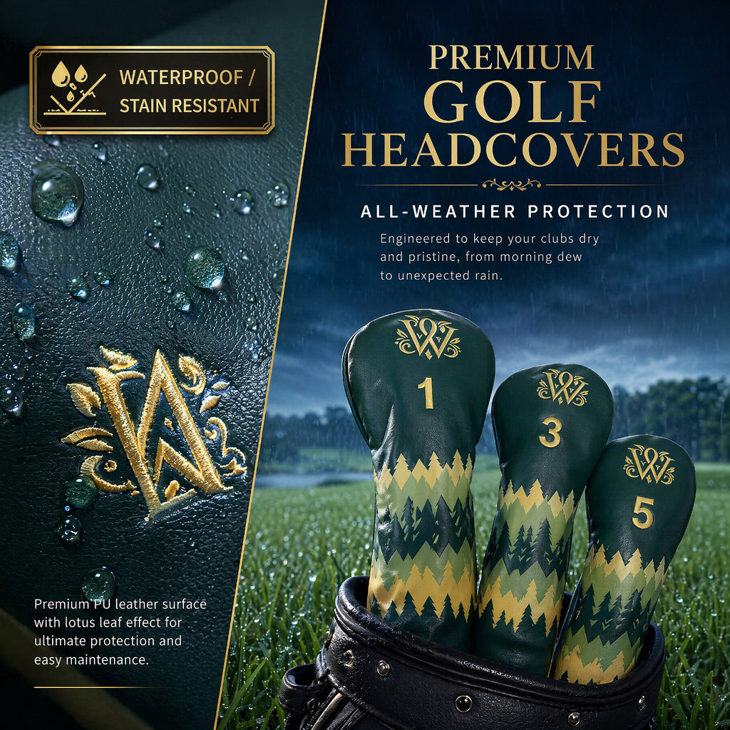 Wosofe Premium 3Pcs Golf Wood Headcover—Forest Green Headcover