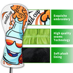 Beer Themed Golf Headcover Driver Fairway Wood Hybrid Premium PU Leather Head Cover Embroidered Design