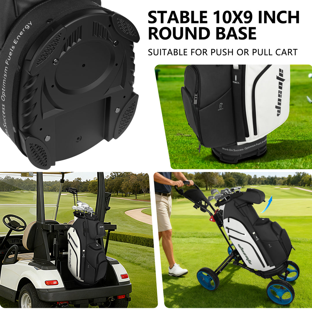 14-Way Golf Cart Bag – Professional Club Organizer with Full-Length Dividers, 10+ Storage Pockets, Insulated Cooler & Rain Hood – Lightweight PU 