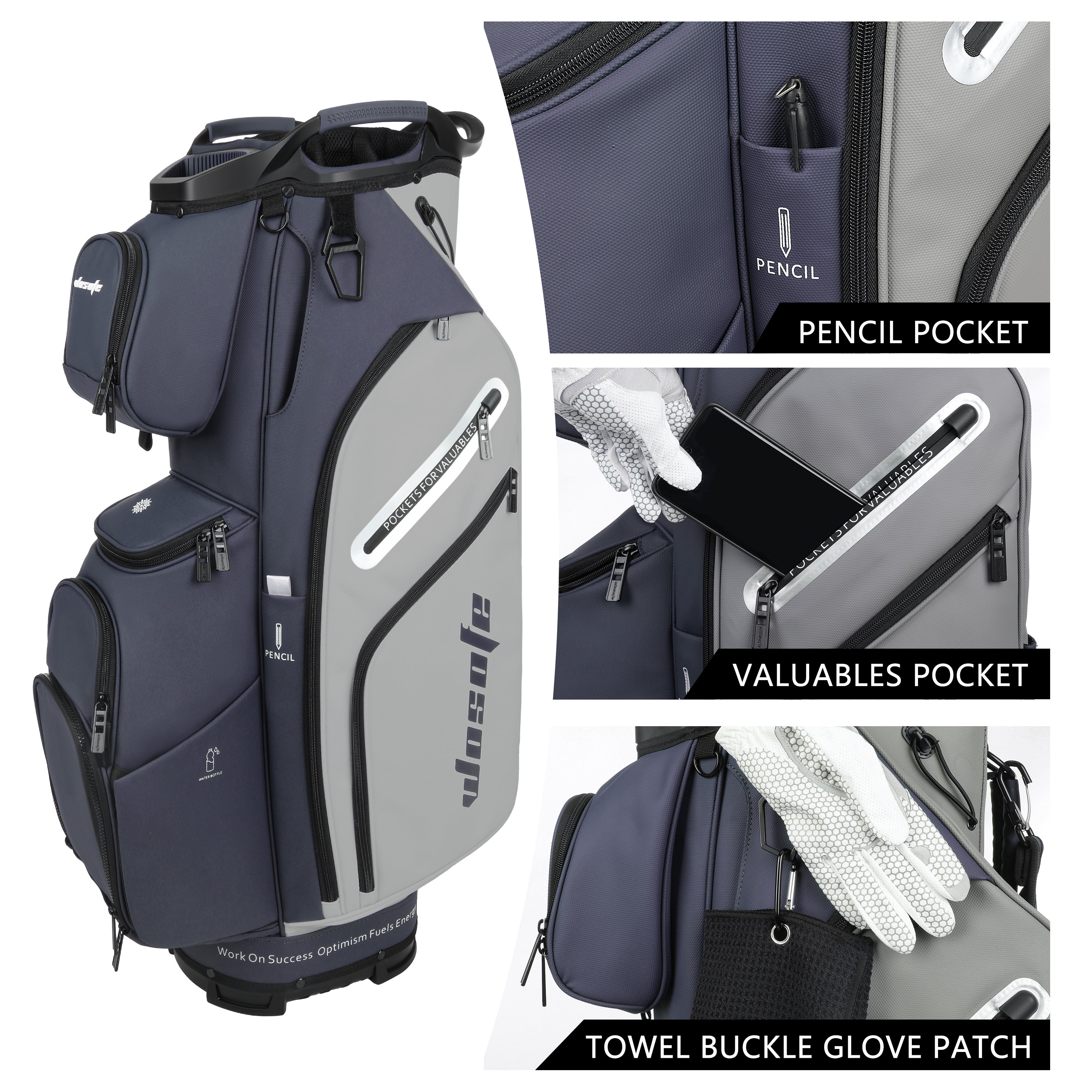 Wosofe 14-Way Golf Cart Bag – Professional Club Organizer with Full-Length Dividers, 10+ Storage Pockets, Insulated Cooler & Rain Hood – Lightweight PU Leather/Oxford Design for Men & Women(FreeShipping)) - Golf Carts Bag - Expert Craftsmanship